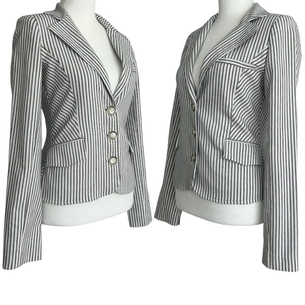 Rampage Y2K Preppy Long Sleeve Pinstripe Fitted Blazer Jacket (Small) - Picture 2 of 16